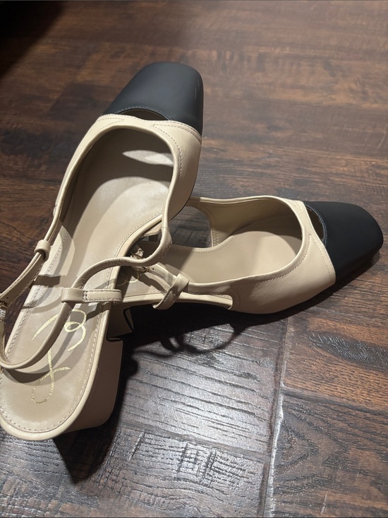 Sam Edelman Shoes - Sam Edelman Beige and Black Slingback Block Heels